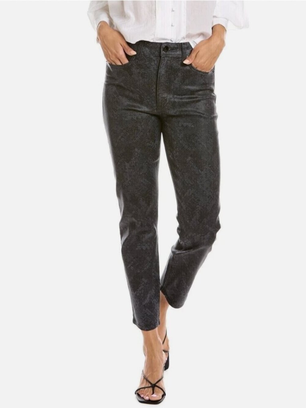 rag & bone nina high-rise ankle cigarette snake foil jeans womens casual NEW